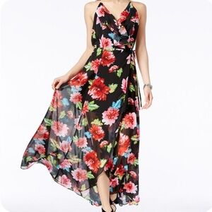 Xoxo junior floral print lace up back maxi dress